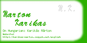 marton karikas business card