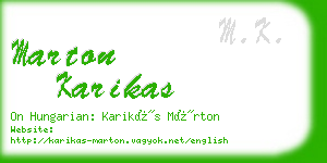 marton karikas business card